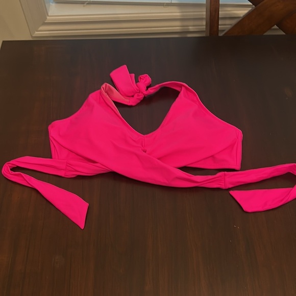 Blooming Jelly High Waisted Bikini Halter Criss Cross Wrap Swim Suit Hot Pink - Picture 5 of 15